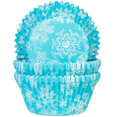 Papel cupcakes azul cristalino y nieve 50 unidades