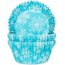 Papel cupcakes azul cristalino y nieve 50 unidades