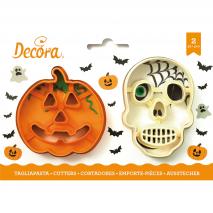 Set 2 cortadores galletas plstico Calabaza Crneo