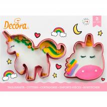 Set 2 cortadores galletas plstico Unicornios