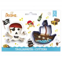 Set 2 cortadores galletas pl�stico Calavera Barco