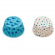 Papel cupcakes x36 Ballenas y Lunares