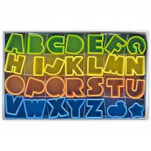 Juego 28 cortadores galletas letras colores