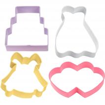 Juego 4 cortadores galletas boda