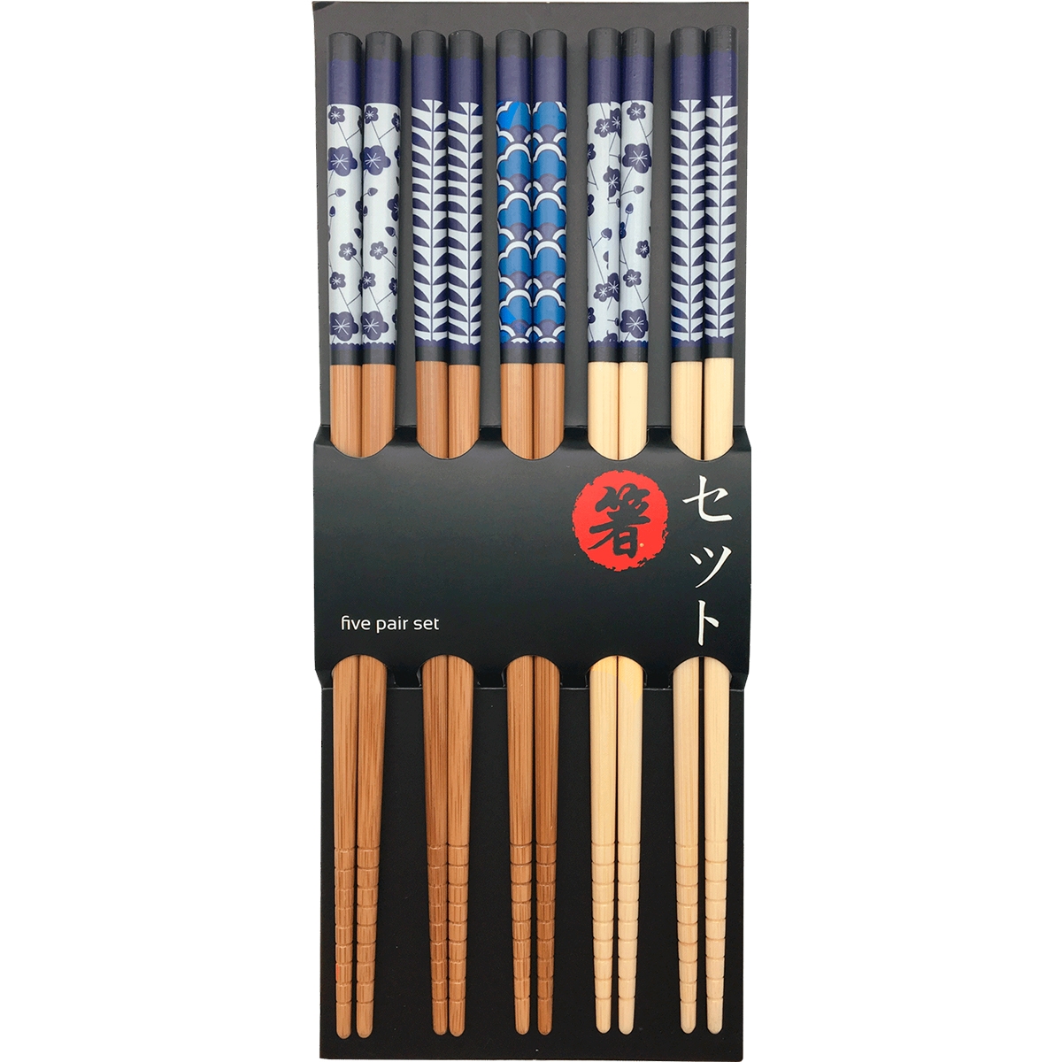 5 pares palillos japoneses motivos azules | Gadgets & Cuina