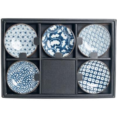 Set 5 boles japoneses motivos azules 9 cm
