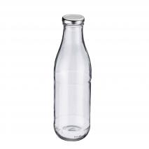 Botella zumos y leche cristal con tapa