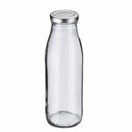 Botella zumos y leche cristal con tapa