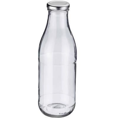 Botella zumos y leche cristal con tapa