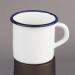 Taza retro acero esmaltado blanco azul