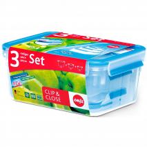 Set 3 Fiambreras Tupper rectangulares Clip & Close