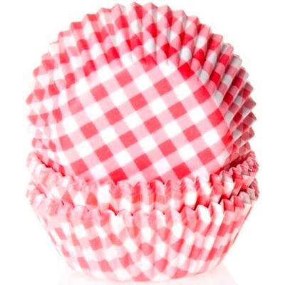 Papel cupcakes x50 Vichy rojo