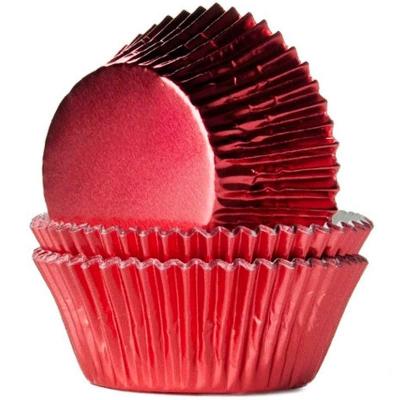 Papel cupcakes x24 metlico rojo