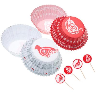 Set 24 papeles cupcake y toppers Perdiz y Pera