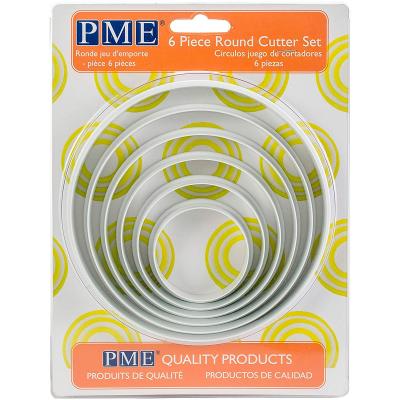 Juego 6 cortadores galletas Crculos plstico PME