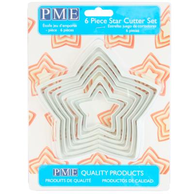 Juego 6 cortadores galletas Estrellas plstico PME