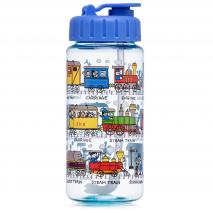 Botella agua con pajita Trenes
