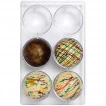 Molde policarbonato chocolate semiesfera x6 7,5 cm