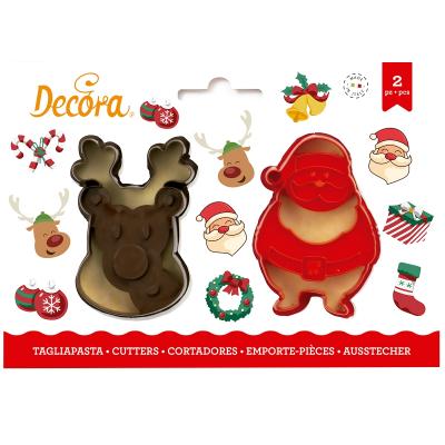 Set 2 cortadores galletas pl�stico Santa y Reno