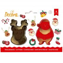 Set 2 cortadores galletas plstico Santa y Reno