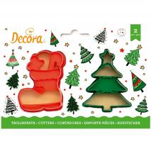 Set 2 cortadores galletas pl�stico �rbol y Bota