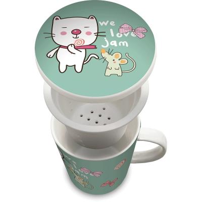 Taza de té con filtro Gato japonés