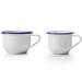 Taza retro acero esmaltado blanco azul