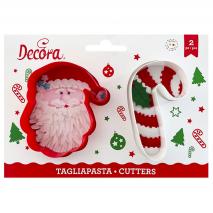 Set 2 cortadores galletas plstico Pap Noel y Bas