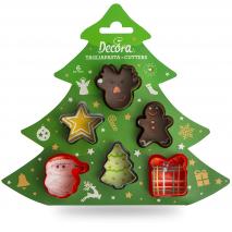 Set 6 mini cortadores galletas plstico Navidad