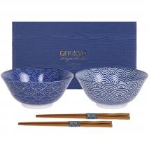 Set japons Nippon blue 2 boles tayo y palillos