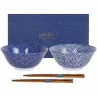 Set japon�s Nippon blue 2 bols tayo i bastonets