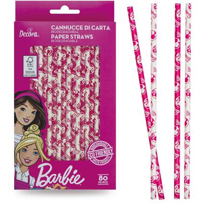 Set de 80 pajitas papel bio Barbie
