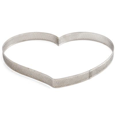 Anell tarta perforat Cor inox 18x16x3,5 cm