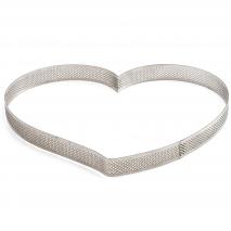 Anell tarta perforat Cor inox 18x16x3,5 cm