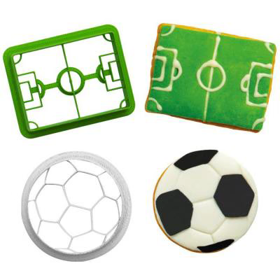 Set 2 cortadores galletas pl�stico F�tbol