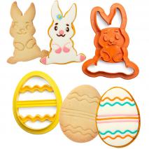 Set 2 cortadores galletas pl�stico Conejito Huevo