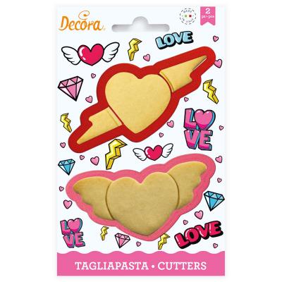Set 2 cortadores galletas plástico Love