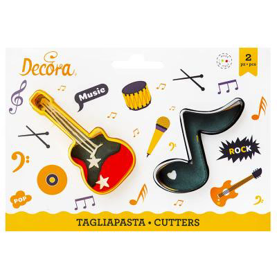 Set 2 cortadores galletas pl�stico Nota y Guitarra