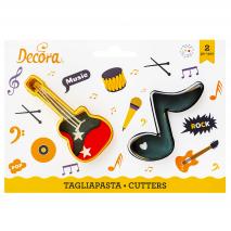 Set 2 talladors galetes pl�stic Nota i Guitarra
