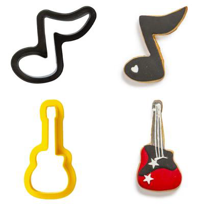 Set 2 cortadores galletas pl�stico Nota y Guitarra