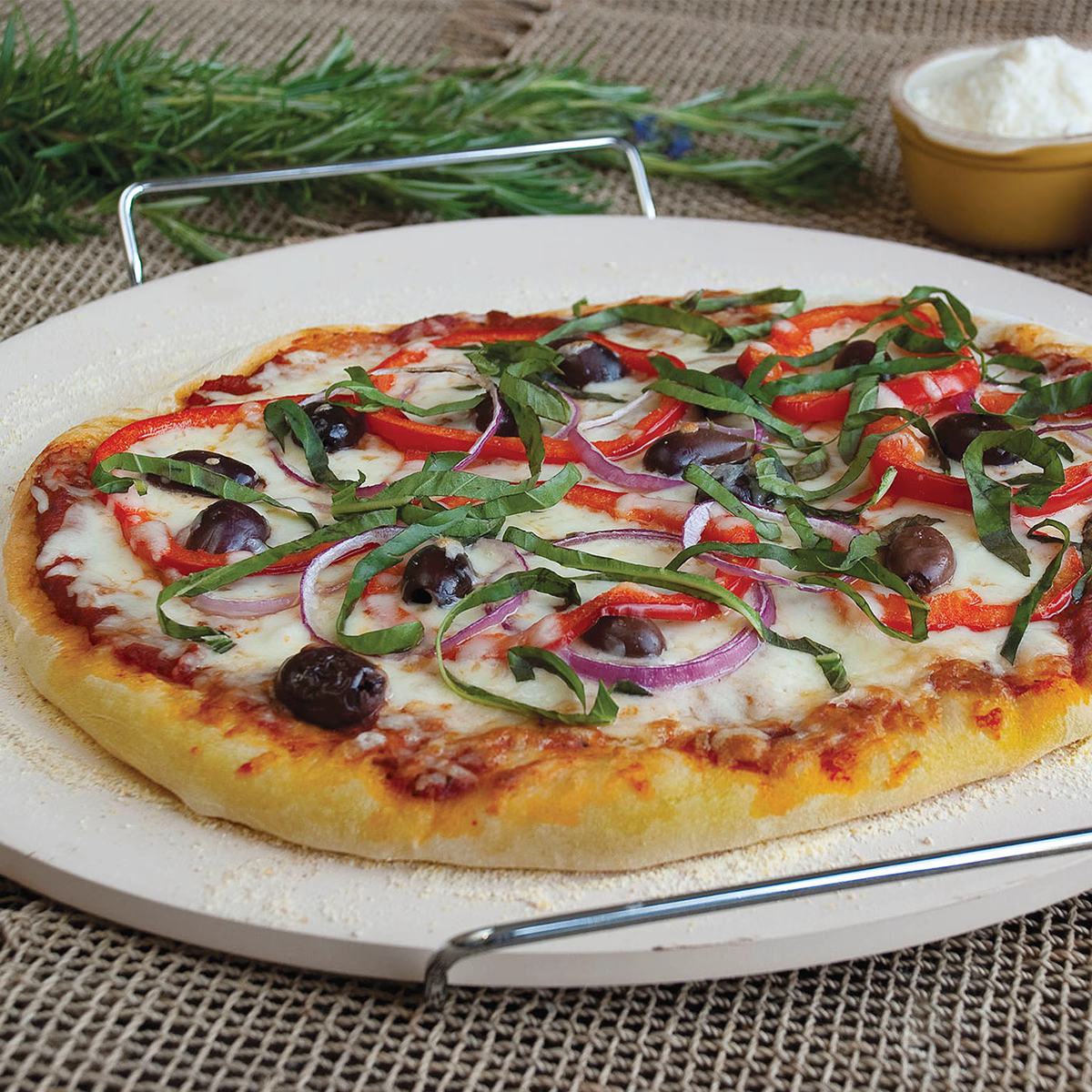 Piedra pizza y horno con soporte 33 cm 