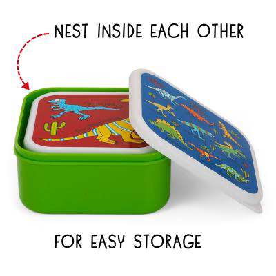 Set 4 fiambreras snack Dinosaurios