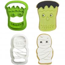 Set 2 cortadores galletas plstico Monstruo Momia