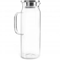 Jarra de vidrio de borosilicato de 1,5L jarra sin goteo con tapa de sello de silicona de acero inoxidable apta para estufa jarra para jugo jarra de agua de vidrio para nevera 