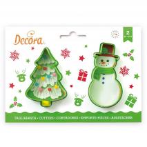 Set 2 cortadores galletas pl�stico �rbol y Mu�eco