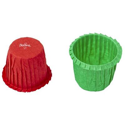 Papel mini cupcakes ondulados x35 rojos y verdes