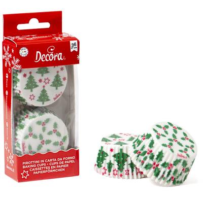 Papel cupcakes x36 Holly Navidad