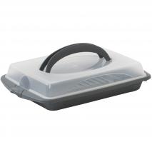 Transporta pasteles rectangular gris