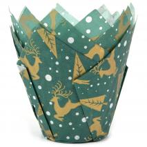 Paper cupcakes x36 Tulipa verd rens