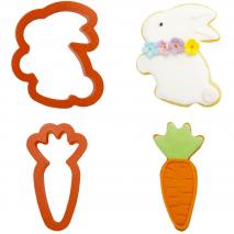 Set 2 cortadores galleta plstico Conejo Zanahoria